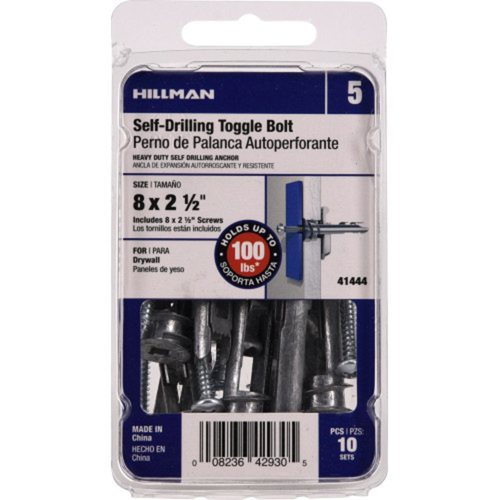 Hillman 41444 Zip Toggle Anchors .138" D X 21/2" L Zinc Pan Head