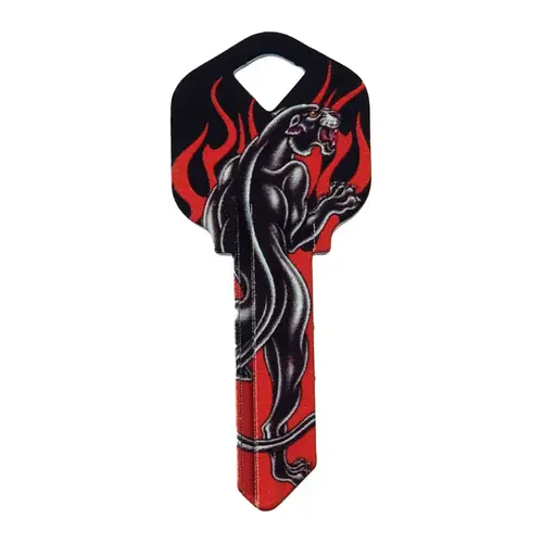 Universal Key Blank Wackey Black Panther & Flames House/Office Single Black - pack of 6