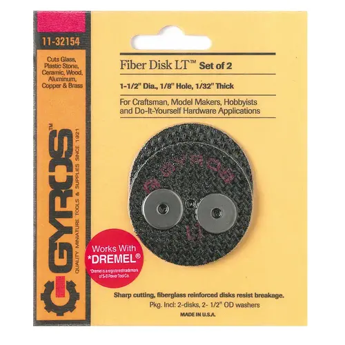 Gyros Tools 11-32154 Cutting Disc Fiber Disk LT 1-1/2" D X 1/8" S Fiberglass Low Tensile Strength Pair