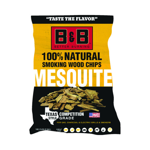 B&B Charcoal 00122 Wood Smoking Chips All Natural Mesquite 180 cu in