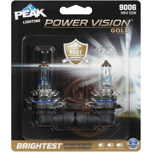 PEAK 9006PVG-2BPP Automotive Bulb Power Vision Gold Halogen High/Low Beam HB4 55W