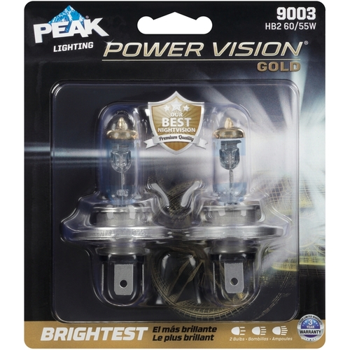 PEAK 9003PVG-2BPP Automotive Bulb Power Vision Halogen High/Low Beam 9003 HB2 60/55W