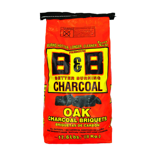 B&B Charcoal 00074 Charcoal Briquettes All Natural Oak Hardwood 17.6 lb