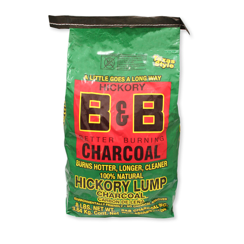B&B Charcoal 00084 Lump Charcoal All Natural Hickory 8 lb