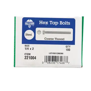 Hillman 1/4 in. D X 1 in. L Zinc Plated Steel Hex Tap Bolt 100 pk Hillman 1/4 in. D X 1 in. L Zinc Plated Steel Hex Tap Bolt 100 pk
