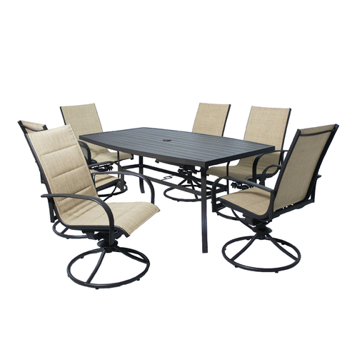 Living Accents RXAC-2001-SET Dining Set Taylor 7 pc Brown Steel Beige