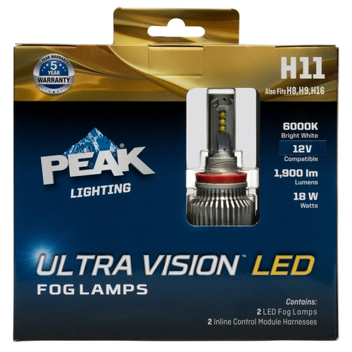 PEAK H11ULED-2PK Automotive Bulb Ultra Vision LED Fog H11