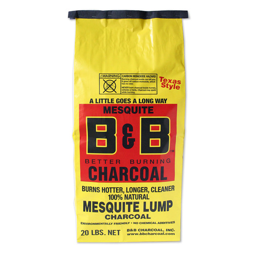 B&B Charcoal 54 Lump Charcoal All Natural Mesquite 20 lb