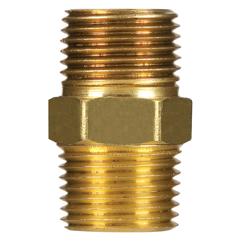 Hex Nipple 1/4" MPT Yellow Brass