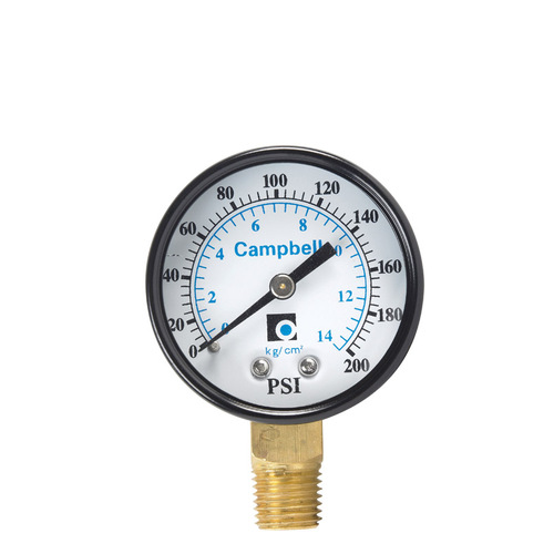 Campbell PG2T-NL Pressure Gauge 2" Brass 200 psi