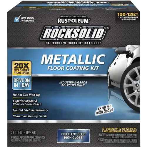 Garage Floor Coating Kit RockSolid High-Gloss Brilliant Blue 70 oz Brilliant Blue