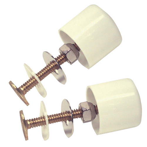 Toilet Bolts and Caps White Plastic/Stainless Steel For Universal White Pair