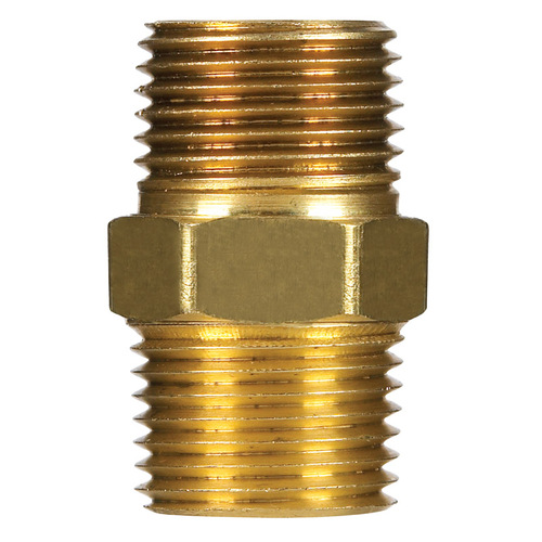 Hex Nipple 1/8" MPT Yellow Brass