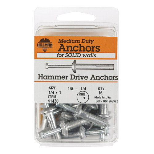 Hammer Drive Anchor 1/4" D X 1" L Zinc Round Head