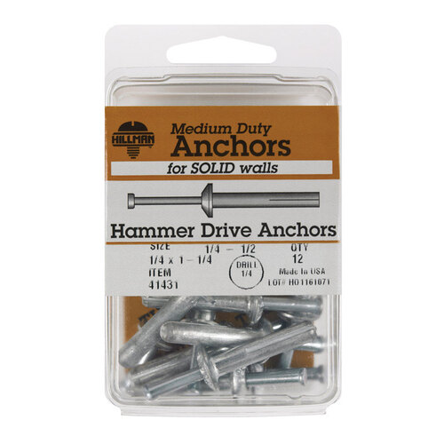 Hammer Drive Anchor 1/4" D X 1-1/4" L Zinc Round Head - pack of 5