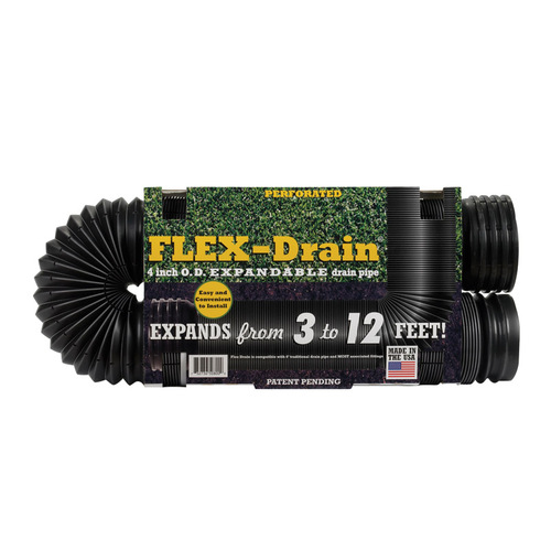 Perforated Drain Pipe 4" D X 12 ft. L Polypropylene Black