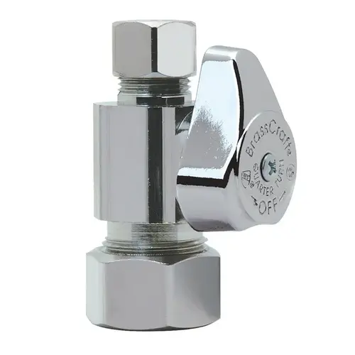 Shut-Off Valve 1/2" Compression T X 3/8" S Compression Brass Chrome-Plated