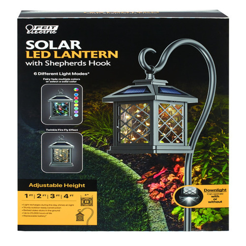 Solar Lantern 7" Metal Square Coach Lantern Black Black