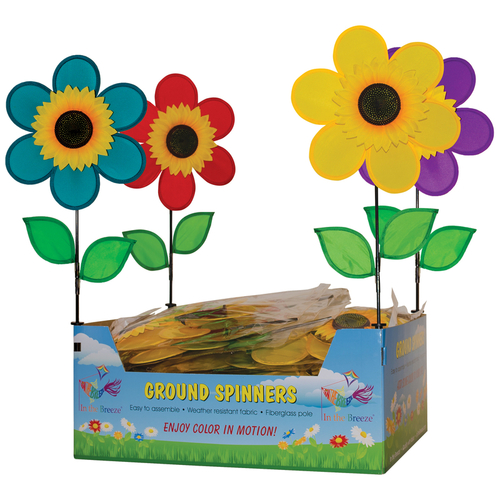 In The Breeze 2751 Garden Stake Spinner Assorted Nylon 12" H Sunflower Assorted