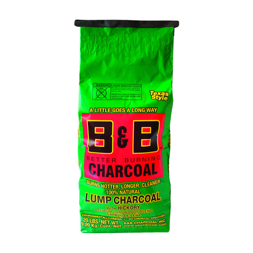 B&B Charcoal 00081 Lump Charcoal All Natural Hickory 20 lb
