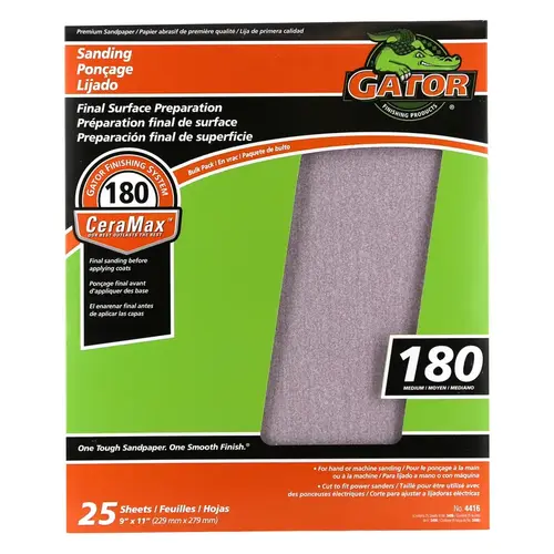 Sandpaper CeraMax 11" L X 9" W 180 Grit Ceramic - pack of 25