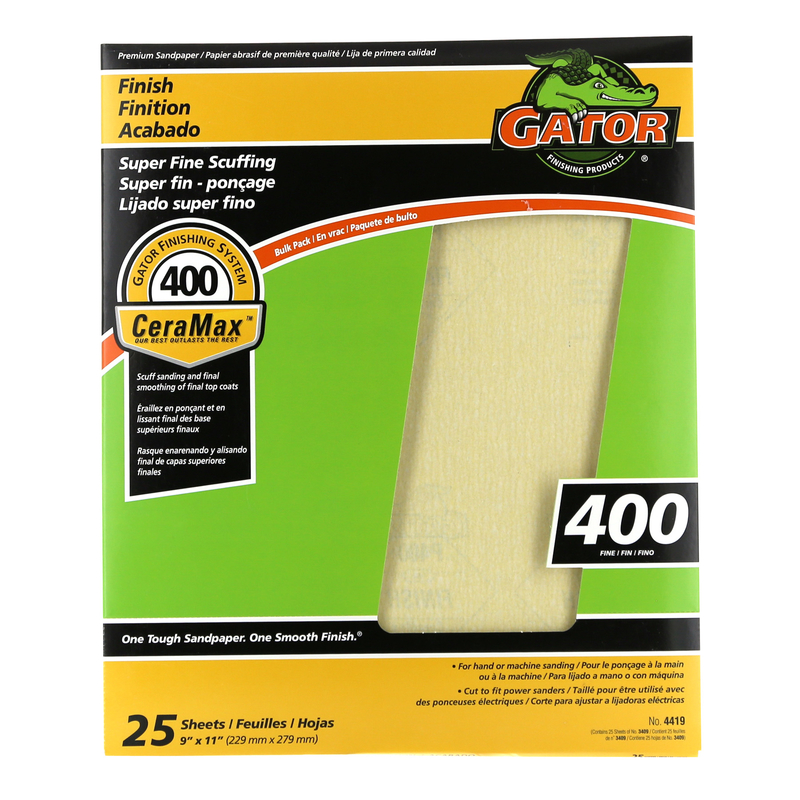 GATOR 3409 Sandpaper CeraMax 11" L X 9" W 400 Grit Ceramic