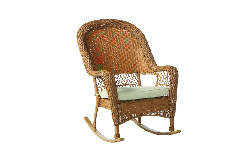 Living Accents PRKS2021 Rocking Chair Palmaro Tan Wicker Frame Stackable White
