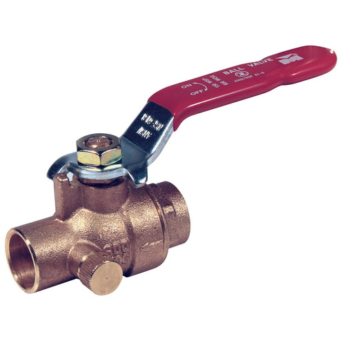 Ball Valve, 1 in Connection, Compression, 500 psi Pressure, Brass Body Chrome