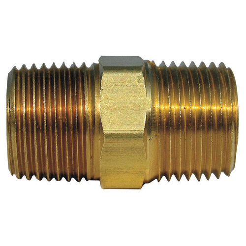 Hex Nipple 1/2" MPT Brass