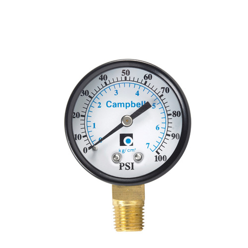 Campbell PG1T-NL Pressure Gauge 2" Brass 100 psi