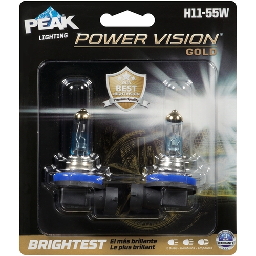 PEAK H11-55WPVG-2BPP Automotive Bulb Power Vision Gold Halogen High/Low Beam H11-55W
