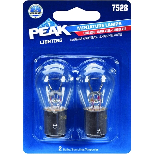 EIKO 7528LL-BPP Automotive Miniature Bulb, 12 V, 21/5 W, Incandescent Lamp, Clear Light - pack of 2