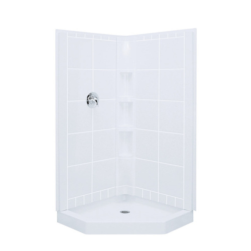 STERLING 72041100-0 Intrigue 39 In. W x 39 In. D Center Drain Neo-Angle Shower Floor & Base in White High Gloss