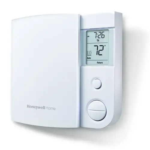 Programmable Baseboard Thermostat Heating and Cooling Push Buttons White
