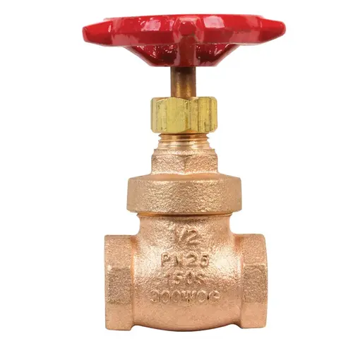 B&K 100-203NL ProLine Series Gate Valve, 1/2 in Connection, FPT, 300/150 psi Pressure, Brass Body