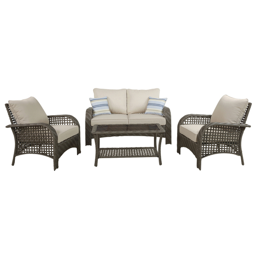 Living Accents SVS40SC Patio Set Willow 4 pc Gray Steel Beige