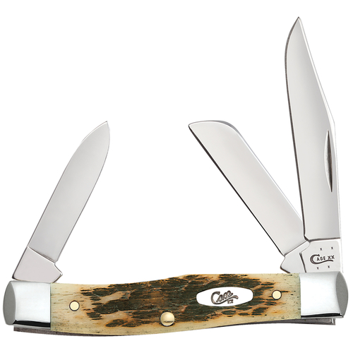 Case 00079 Pocket Knife Folding Medium Stockman Amber Bone Amber Bone