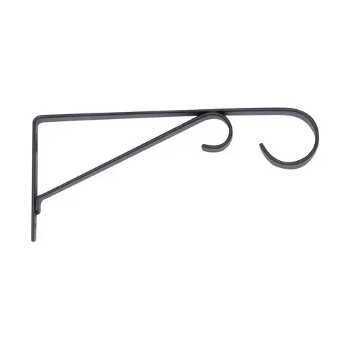 Plant Hook Black Steel 9" H Straight w/Loop Powder Coated