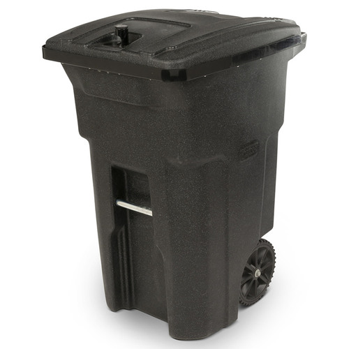 Garbage Can Bear Tough 64 gal Black Plastic Wheeled Lid Included Animal Proof/Animal Resistant Black