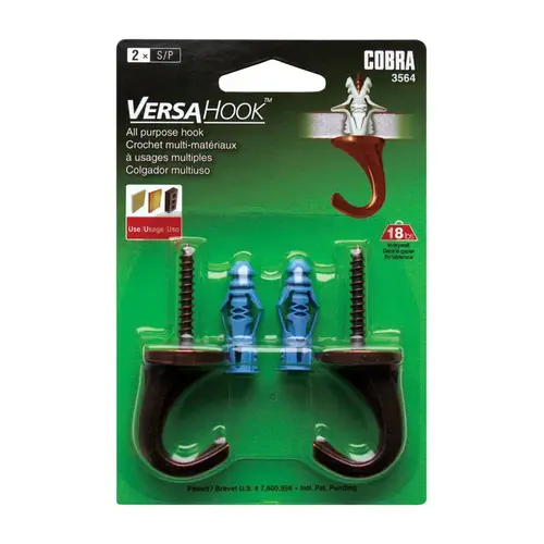 COBRA 3564-XCP5 All Purpose Hanger VersaHook Bronze Brown Self-Drilling 20 lb Bronz - 2 per pack x5 packs