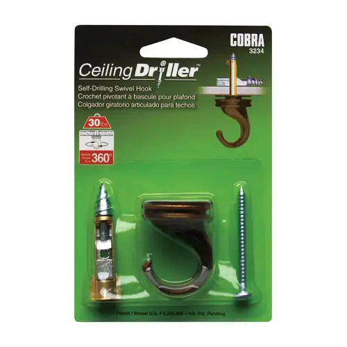 COBRA 3234-XCP5 Hook Ceiling Driller 5-1/2" L Antique Steel Self-Drilling Ceiling 30 lb. cap. Antique - pack of 5