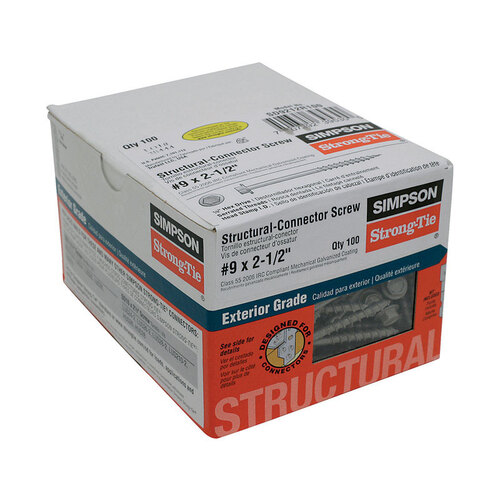 Simpson Strong-Tie 5608237 Connector Screw Strong-Drive No. 9 S X 2-1/2" L Star Hex Head 1.1 lb Galvanized