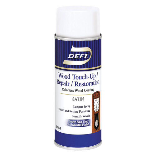 Deft 1738426XCP6 Wood Finish Lacquer Spray Satin Clear WaterBased Acrylic 12.25 oz Clear