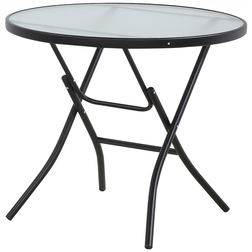 Living Accents TGS32ZD Bistro Table Black Round Glass Folding Black