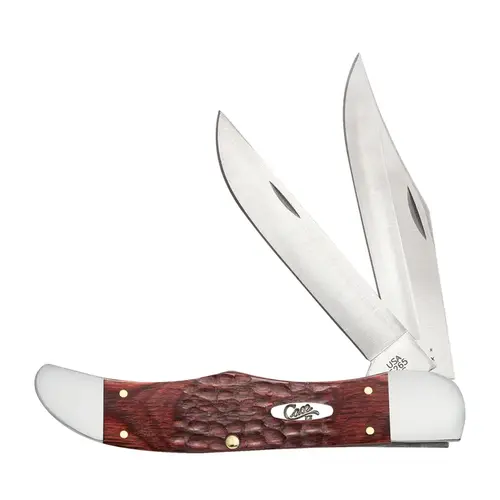 Case 00189 Rosewood Standard Jig Folding Hunter Knife, Leather Sheath Brown