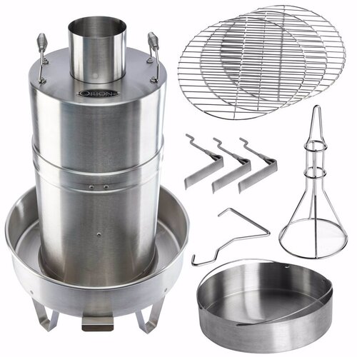 Outdoor Convection Cooker Original Wood Chips Vertical Silver Silver