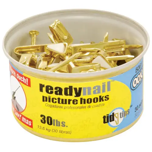 Ook 50611 Picture Hook Brass-Plated Standard 30 lb Brass-Plated