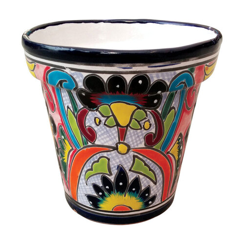 Planter Talavera 10" H X 11" W X 11" D Ceramic Talavera Multicolored Multicolored - pack of 4