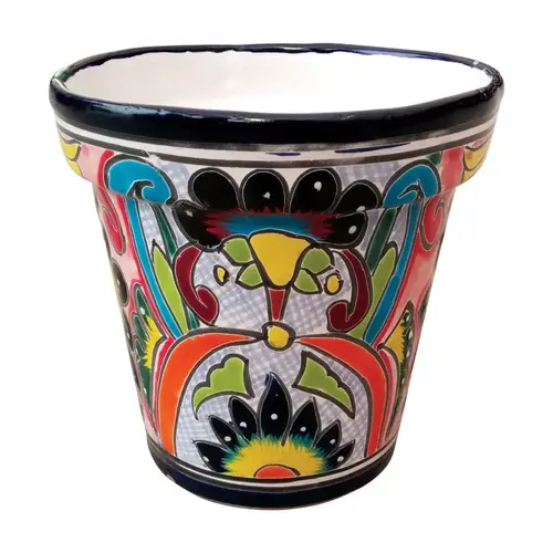 Planter Talavera 10" H X 11" W X 11" D Ceramic Talavera Multicolored Multicolored