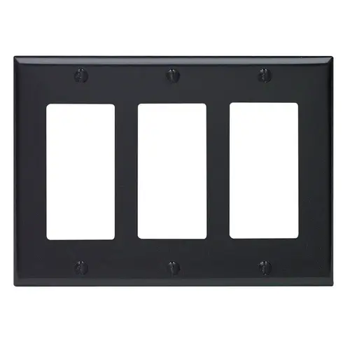 Wall Plate Black 3 gang Thermoset Plastic GFCI/Rocker Black